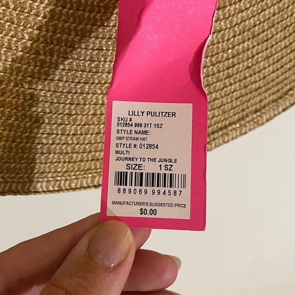 NWT Lilly Pulitzer GWP Straw Sun Hat Journey to the Jungle - Picture 6 of 7